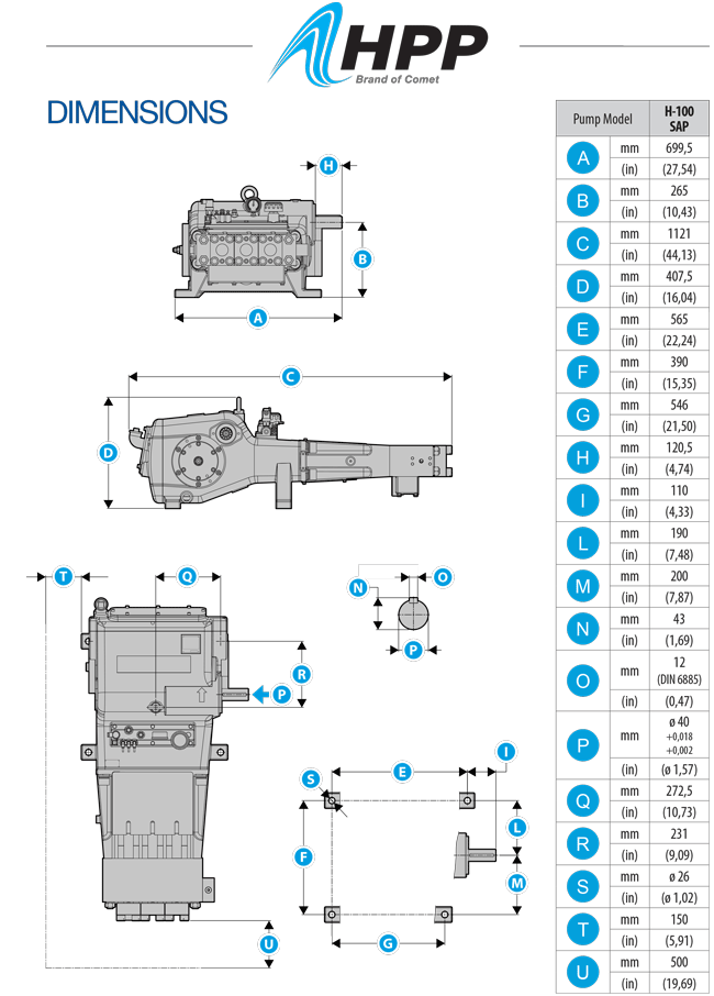 H 100 SAP DIMENSIONS