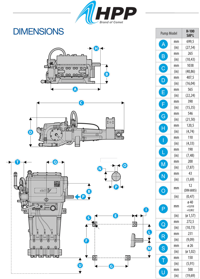 H 100 SAP L DIMENSIONS